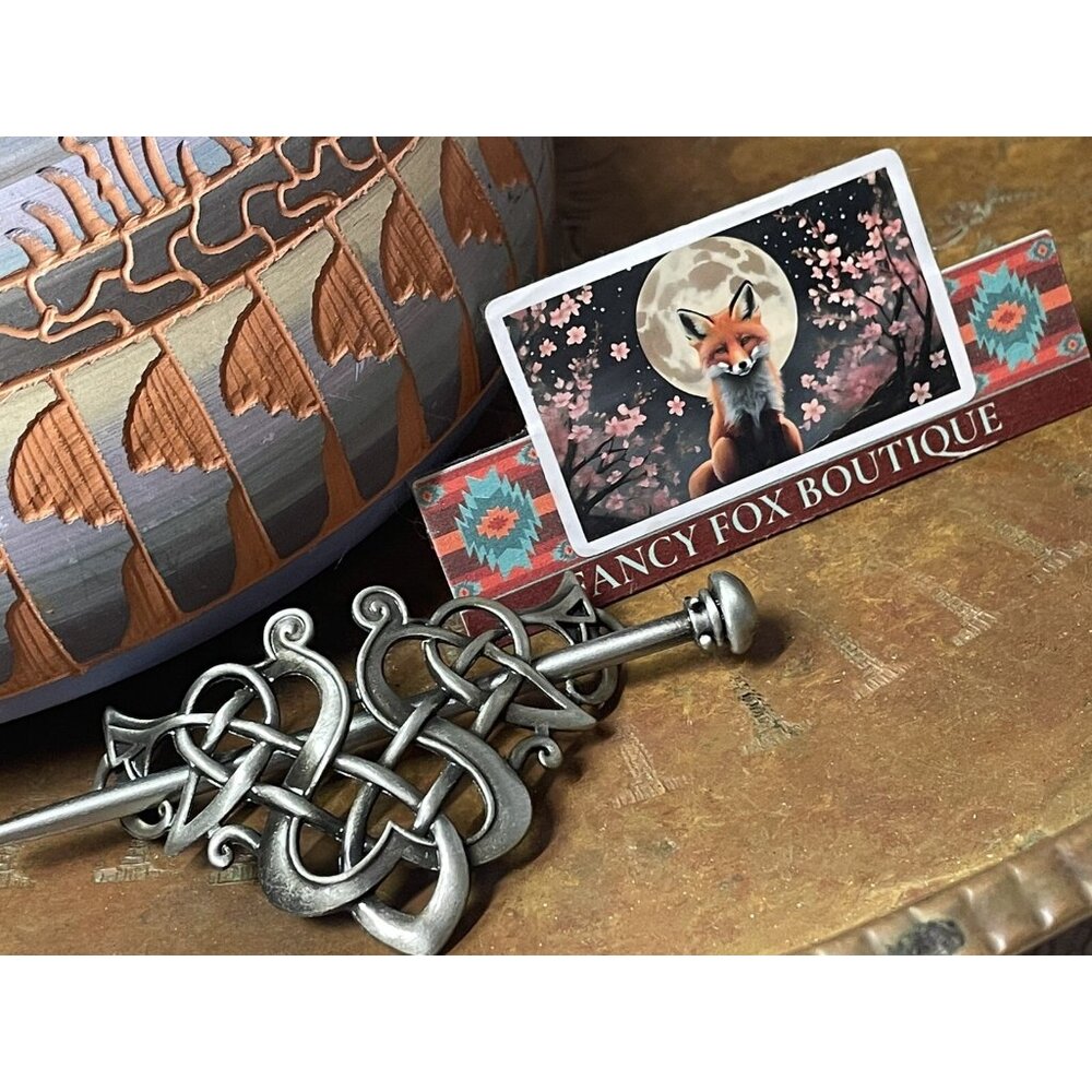 Celtic Weave Knotwork Bun Holder Women Viking Hair Stick Cage Pin Barrette Heart - Picture 7 of 16